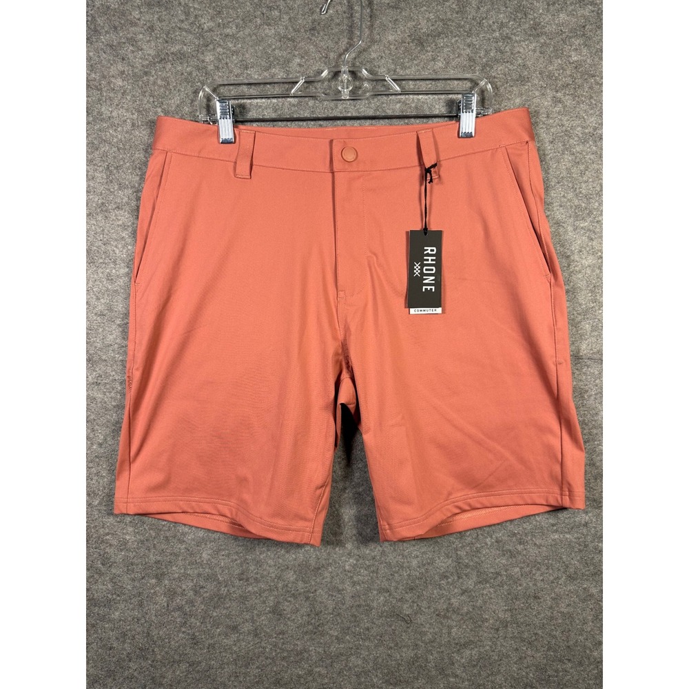 RHONE 9" Commuter Shorts‎ Mens Nantucket Red Flex Knit Mobility Zipper Pocket